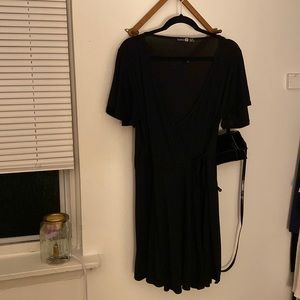 Black Shortsleeved Wrap Dress